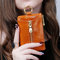 Genuine Leather Zipper Multifunction Coin Purse Car Keychain Key Holder For Women - Brown