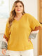 Patchwork Twisted Long Sleeve Plus Size Sweater for Women - Yellow