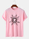 Mens Circle Graphic Crew Neck Casual Cotton Short Sleeve T-Shirts - Pink