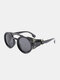 यूनिसेक्स पीसी फुल राउंड फ्रेम टीएसी लेंस पोलराइज्ड डबल-ब्रिज UV प्रोटेक्शन फैशन धूप का चश्मा - काली