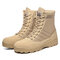 Men Outdoor Waterproof Slip Resistant Zipper Combat Boots - sand color