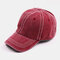 Men & Women Simple Solid Color White Line Washed Baseball Cap Sunscreen Cap - Wine Red