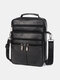 Menico Men's Leather Multifunctional Crossbody Business Casual Leather Totes - Black