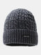 Men Letter Pattern Plus Thick Winter Keep Warm Windproof Knitted Hat - Gray