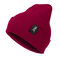 Mens Warm Solid Stripe Curling Thicker Plus Plush Beanie Hat Outdoor High Stretch Retro Brimles Caps - Wine Red