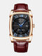 11 Colors PU Alloy Men Vintage Watch Luminous Decorated Pointer Calendar Quartz Watch - Rose Gold Case Black Dial Brown 