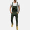 Mens Denim Solid Color Pockets Ankle Length Casual Jumpsuits Suspenders - Green
