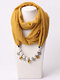 1 Pcs Chiffon Fake Pearl Decor Pendant Sunshade Keep Warm Scarf Necklace - Turmeric