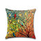 ألوان مائية مطبوعة الطيور الغابات الكتان القطن غطاء الوسادة المنزل أريكة ديكور فني مقعد رمي المخدة - #1
