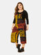 Bohemian Ethnic Print Plus Size Jumpsuit with Pockets - Yellow