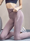 Letter Pattern High Waist Practical Butt Lift Yoga Leggings - Purple