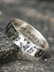 Vintage Brief Engraved Butterfly Letters Alloy Ring - Silver