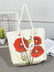Women Canvas Shopping Bag Floral Pattern Printed Shoulder Bag Handbag Tote - #01
