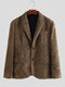 Mens Plain Solid Color Corduroy Thicken Blazer Casual Jackets - Brown