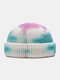 Unisex Knitted Tie-dye Mixed Color Jacquard Outdoor Warmth Brimless Beanie Landlord Cap Skull Cap - #09