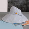 Women Summer Foldable Linen Empty Top Hat Outdoor Casual Travel Beach Sea Cap - Gray