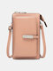 Women Faux Leather Brief Multifunction Large Capacity Crossbody Bag Phone Bag - Pink