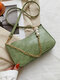 Crocodile Embossed Shiny Pearl Chain Decor Multi-Carry Rigorous Stitch Craft Exquisite Hardware Handbag - Green