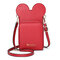 Women Cute Animal Phone Bag Solid Crossbody Bag - Red