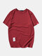 Mens Plain Solid Color Little Tag T-shirts - Red