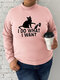 Plus Size Lovely Cat Print Half-collar Casual Sweatshirt - Pink