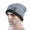 Men Winter Thick Bonnet Knitted Caps Hat Outdoor Warm With Plush Skullies Beanies Hat - Light Grey