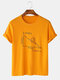 Mens 100% Cotton 6 Color Hand-Script Geometry Short Sleeve Graphic T-Shirt - Yellow