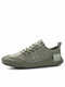 Men Crocodile Embossed Lace Up Soft Soled Sport Canvas Shoes - Green