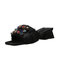 New Color Rhinestones, Sandals, Women's Wear, Mid-heeled, Fashion, Thick, With Slippers, Square Head, One-word Drag - Black