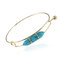 Trendy Natural Stone Geometric Shape Bracelet Metal Turquoise Wrap Bracelet Chic Jewelry - Blue