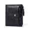 Men Genuine Leather Card Slots Wallet Zipper & Hasp Short Wallet Vintage  - Black