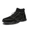 Men Suede Splicing Non Slip Elastic Lace Casual Ankle Boots - Black