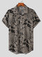 Mens Cotton Linen Ethnic Floral Print Shirt - Black
