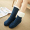 Women Plus Velvet Thick Floor Socks Home Non-slip Bottom Socks Breathable Warm Socks - Blue