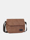 Menico Men Artificial Leather Vintage Waterproof Crossbody Bag Cover Cell Phone Pocket Messenger Bag - Khaki