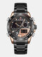 Full Steel Dual Display Watch Waterproof Luminous Display Men Quartz Watch - Rose Gold