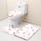 1 Set Bathroom Non-Slip Pedestal Rug Lid Toilet Cover Bath Mat Curtain & Hooks - #1