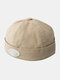 Unisex Cotton Solid Color Fashion Outdoor Brimless Beanie Landlord Cap Skull Cap - Beige