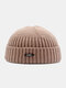 Unisex Knitted Solid Color Letter Label Dome All-match Brimless Beanie Landlord Cap Skull Cap - Camel