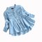 Solid Color Ruffle Soft Fabric Shirt - Blue