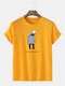Mens Funny Fish Figure Print Street Short Sleeve T-Shirts - Yellow