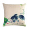 Chinese Watercolor Rabbit Printing Linen Cotton Throw Pillow Cover Home Sofa Office Seat Pillowcases - #4