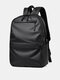 Men Brief Faux Leather Wear-Resistant Breathable Solid Color Backpack - Black