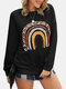 Rainbow Leopard Print O-neck Long Sleeve Loose Casual Sweatshirt - Black