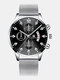 14 Colors  Alloy Mesh Band Men Business WatchDecorated Pointer Calendar Quartz Watch - Silver Band Black Dial Silver Po