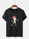 Mens Christmas Cartoon Frog Graphic 100% Cotton Short Sleeve T-Shirts - Black