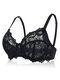 Lace Push Up Non-Padded Full Coverage Thin Breathable Bras - Black