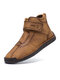Men Hand Stitching Microfiber Leather Hook Loop Soft Ankle Boots - Brown