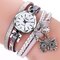 Bohemian Style Cute Owl Pendant Leather Bracelet Watch Trendy Multilayer Wrist Watches for Women - Grey