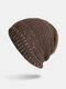 Men Polyester Cotton Knitted Plus Velvet Two-color Dual-use Casual Warmth Beanie Hat - Khaki